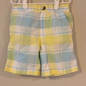 Plaid Kids Shorts in Blue, Yellow, and White